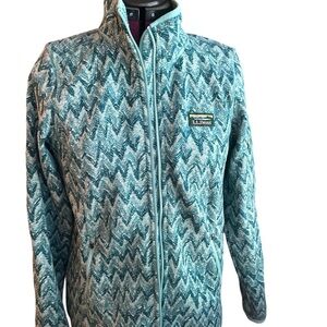 LL Bean jacket, green/teal print